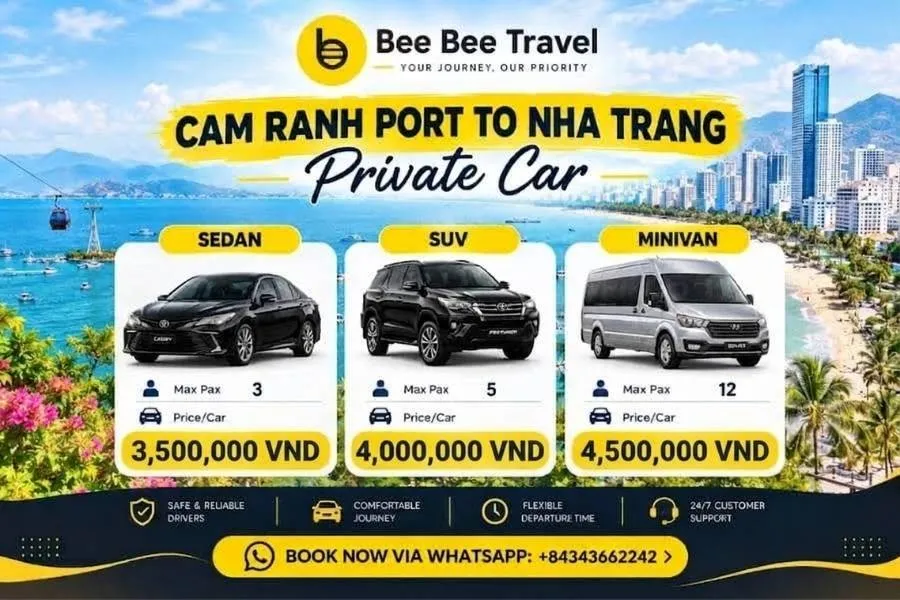 Cam Ranh Port to Nha Trang Private Car - Bee Bee Travel